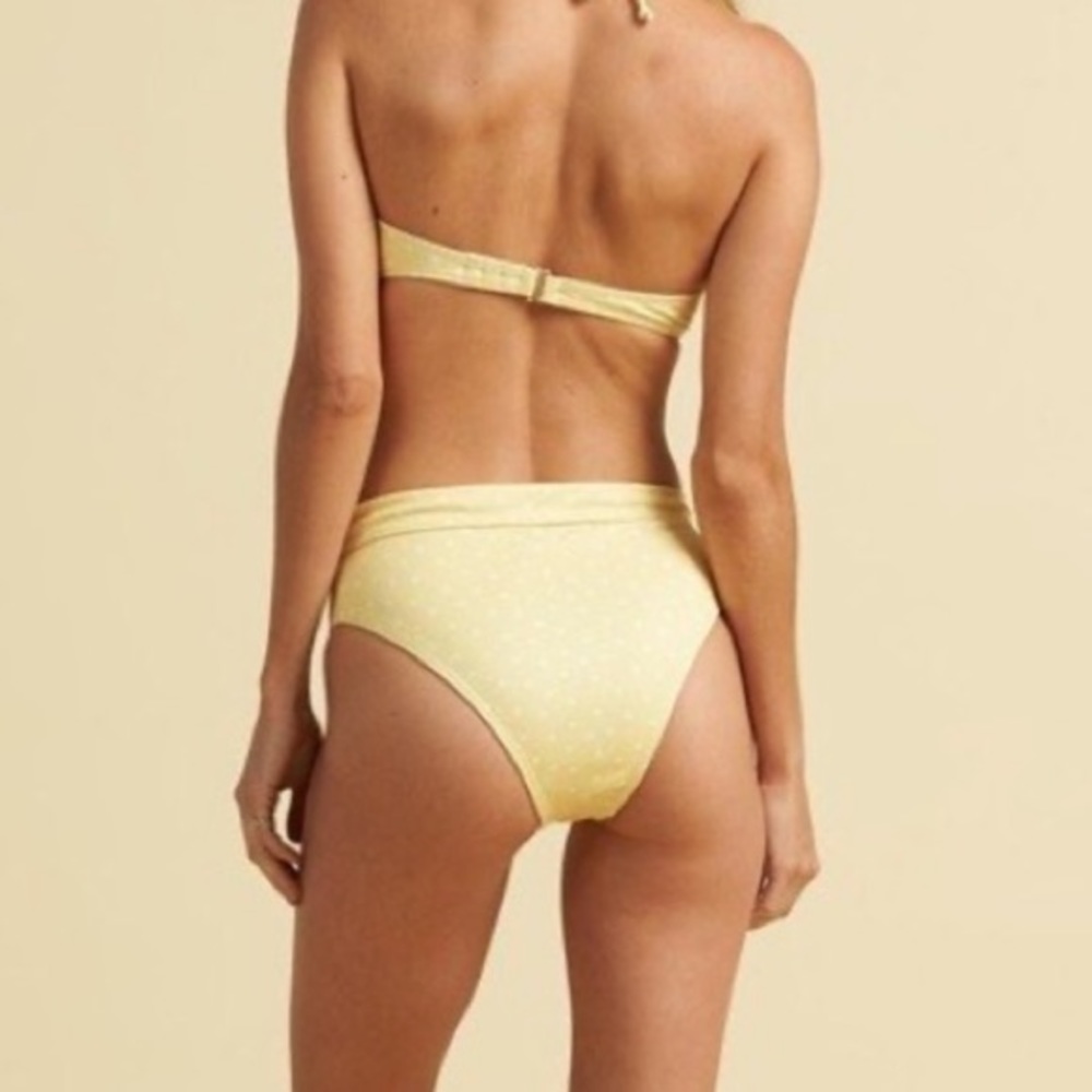 Billabong x Salty Blonde •• Yellow Polka Dot Fixed Tri Bikini Top | Rise Bottoms - Picture 11 of 16